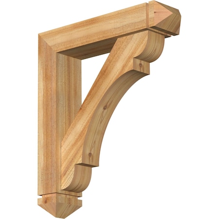 Olympic Arts And Crafts Rough Sawn Bracket W/ Offset Brace, Western Red Cedar, 6W X 26D X 30H